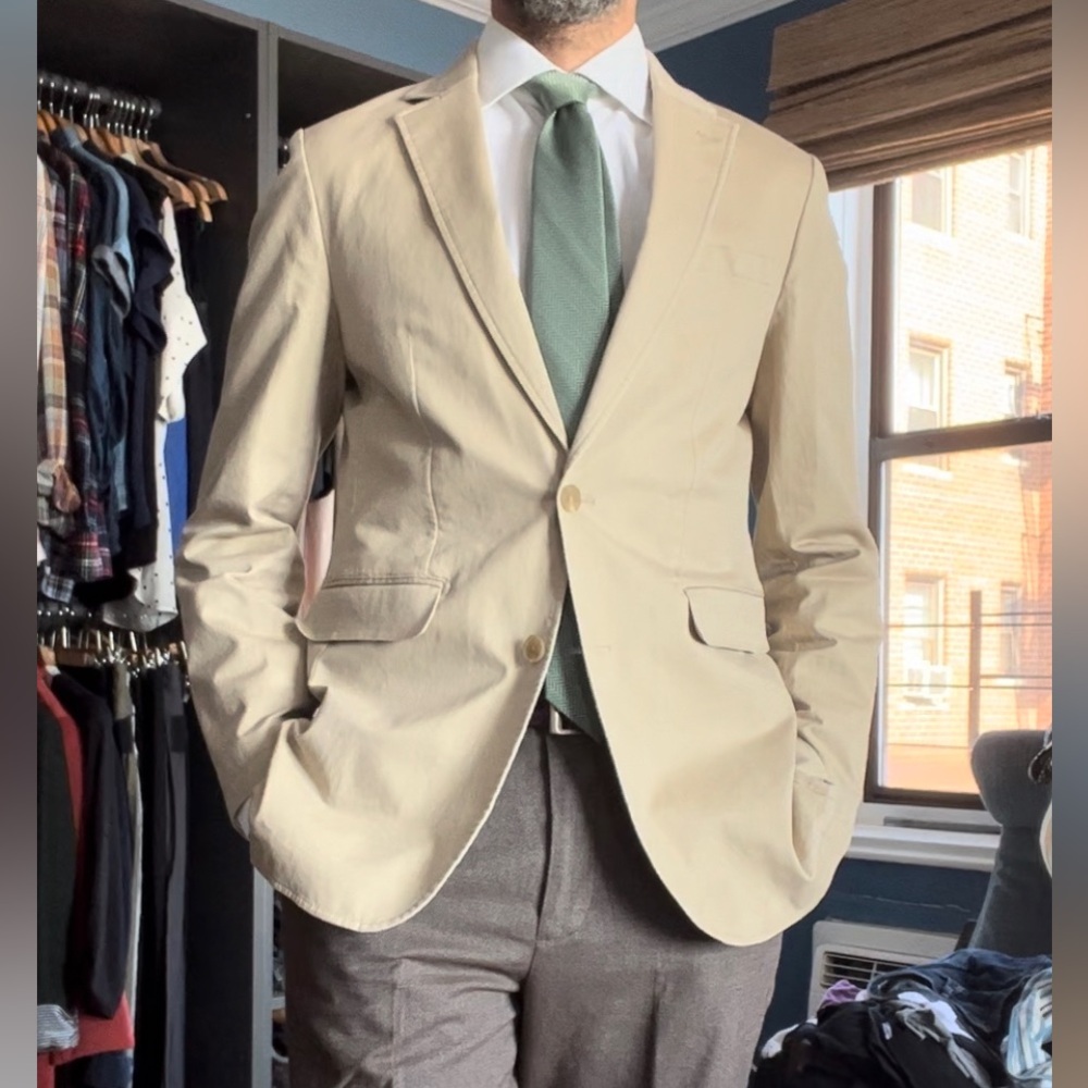 The Tie Bar The Cotton Miracle Jacket in British Tan 38R